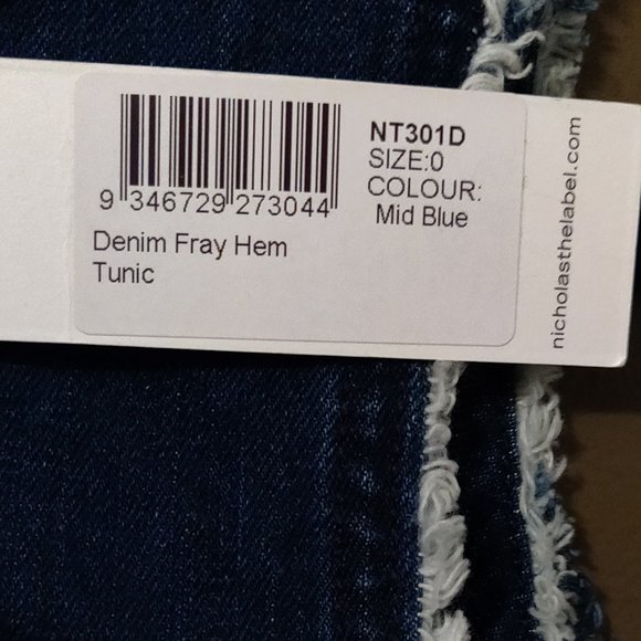 n/nicholas Denim Frayed Hem Tunic With Fringe NEW WITH TAGS SIZE 0 - Picture 5 of 9